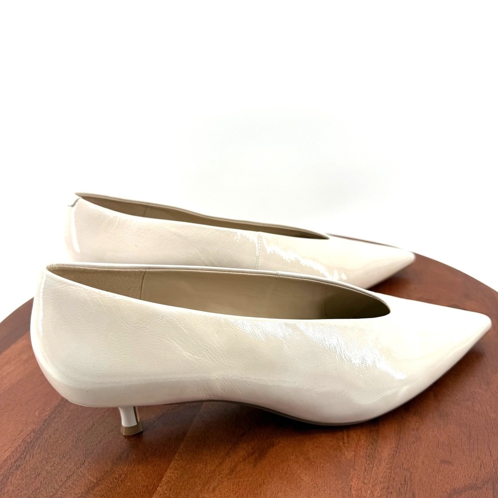 Marc Fisher Cecile Pumps Womens White Patent Leather Pointed Kitten Heel 11 M